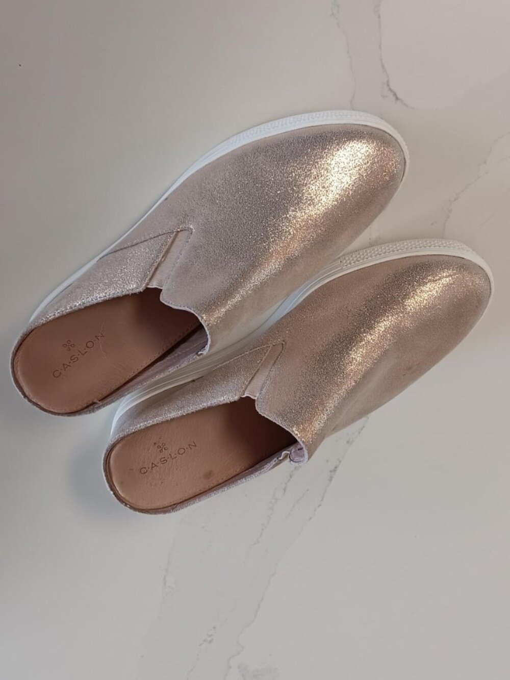 Caslon Womens Mule Sneaker Rose Gold Shimmer White Sole Slip On Size 8M - Picture 4 of 13